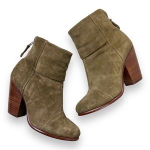 Rag & Bone Newbury Bootie Green Suede Sz 8.5 EUC